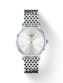Front view of the watch Tissot Everytime 34mm with shadow