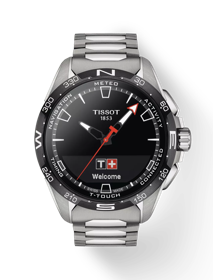 Front view of the watch Tissot T-Touch Connect Solar with shadow