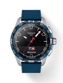 Front view of the watch Tissot T-Touch Connect Solar with shadow