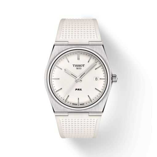 Front view of the watch Tissot PRX 40mm with shadow