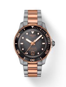 Front view of the watch Tissot Seastar 1000 Powermatic 80 40mm with shadow