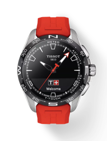 Vue de face de la montre Tissot T-Touch Connect Solar avec ombre