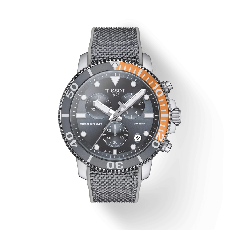 TISSOT シースター 1000 クロノグラフ の正面図・影あり