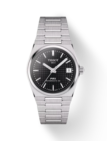 Vista frontal del reloj Tissot PRX Powermatic 80 35mm con sombra