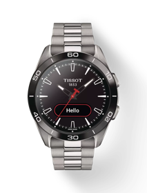 Front view of the watch Tissot T-Touch Connect Sport with shadow