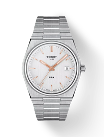 Front view of the watch Tissot PRX 40mm with shadow